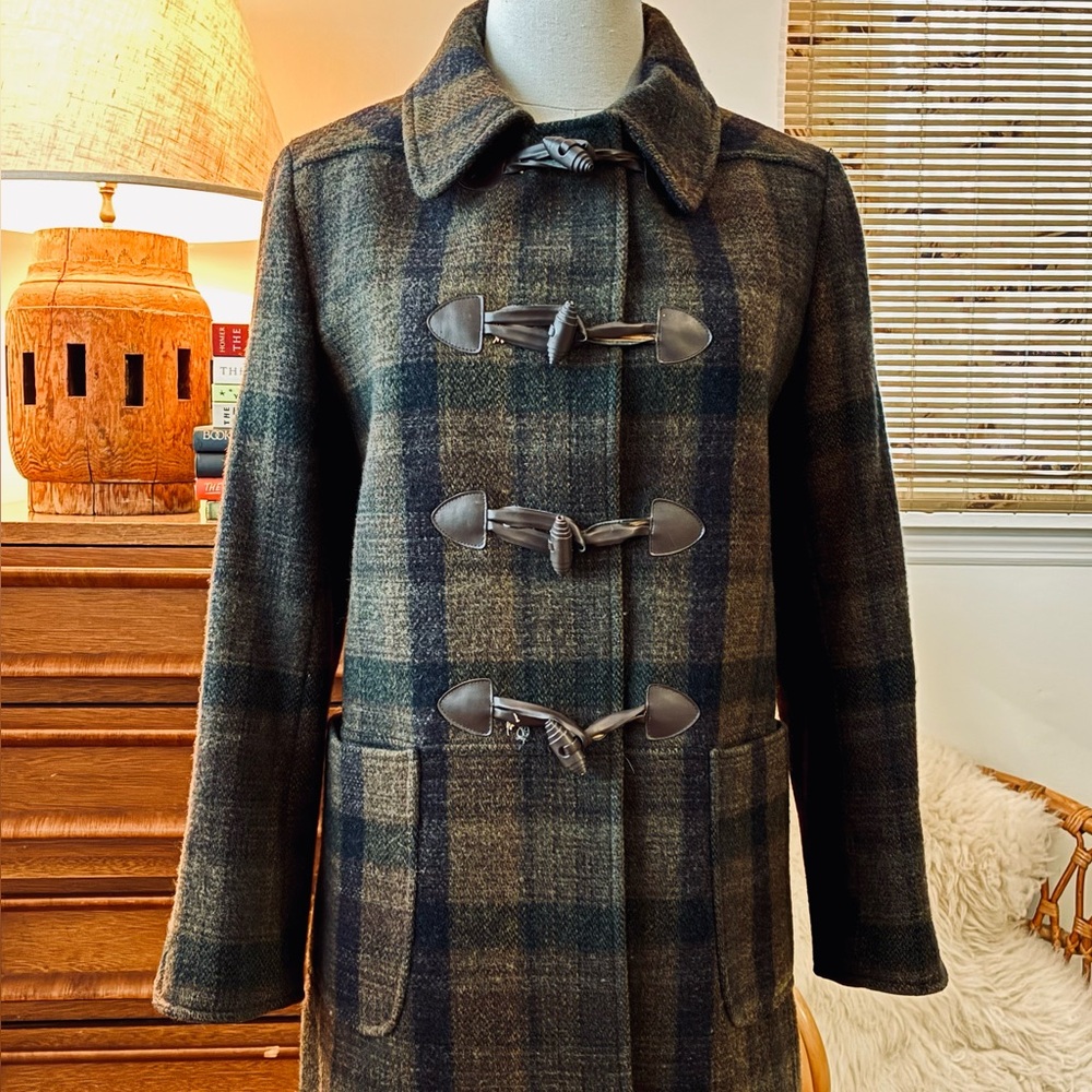 A.P.C. Vintage Tartan Duffle Coat Toggle Wool Sz 40